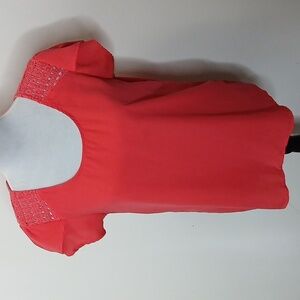 Japna pink crochet round neck top size medium